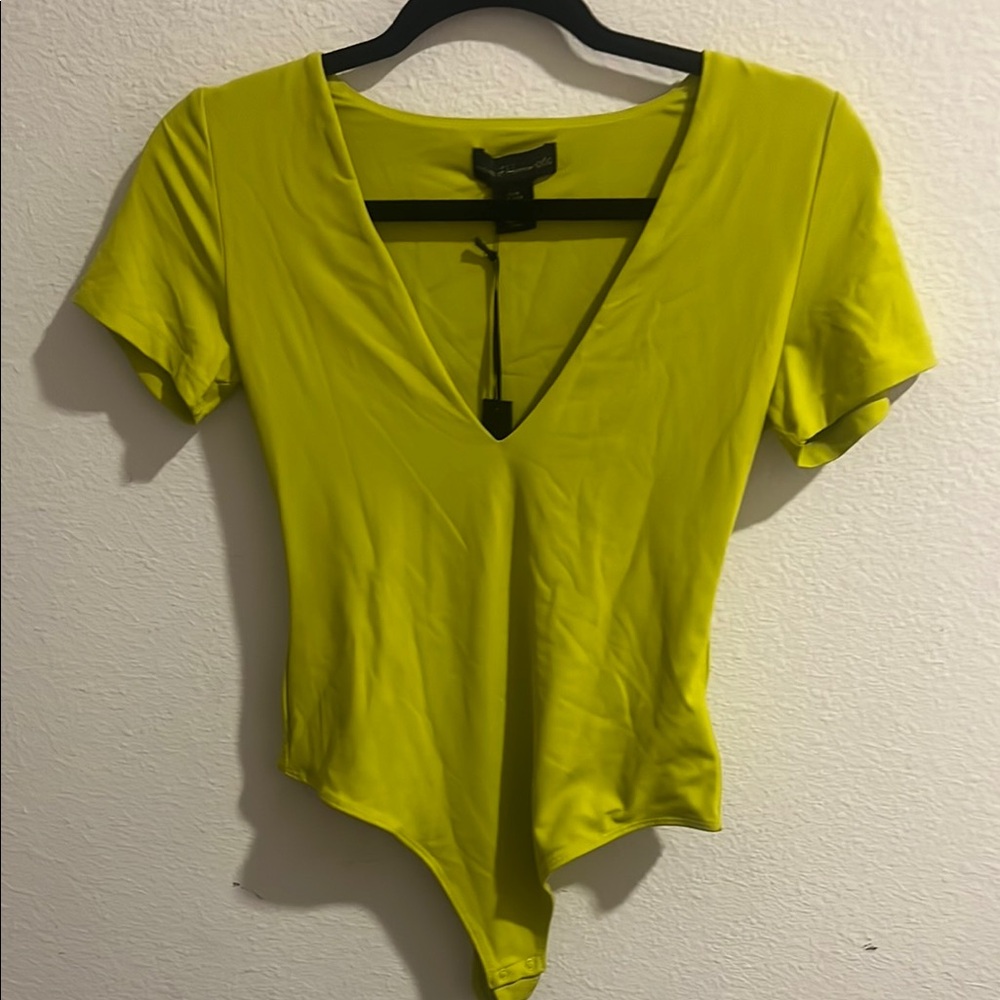 House of Harlow 1960 Green/yellow Asymmetrical Bodysuit
